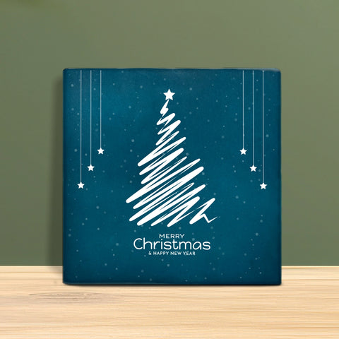 Tegeltje met Tekst - Merry Christmas met boom.